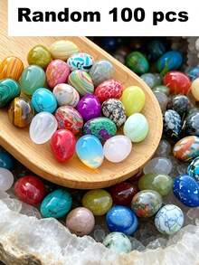5/10/15/20/30/50/100pcs Natural Polished Gemstone Eggs, Large Polished Mineral Stone Eggs, Palm Chakra Eggs For Anxiety Relief, Chakra Balancing, Easter Decoration, Holiday Gift, Random Color - Natural Mineral Eggs - View 17
