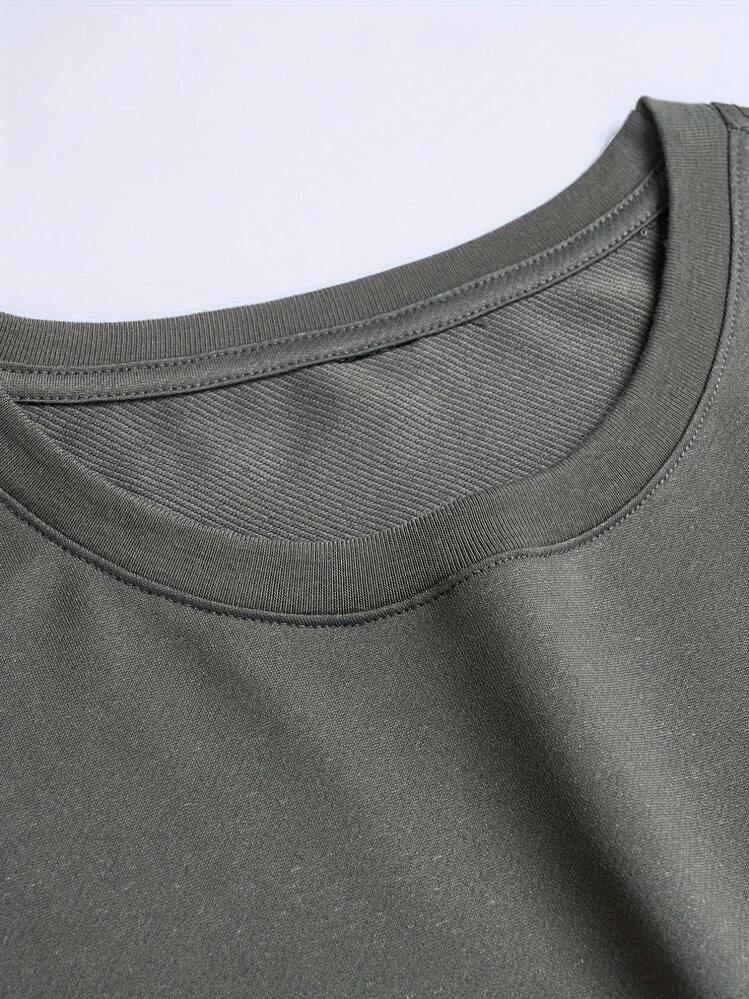 Men's Short-Sleeved T-Shirt With Round Neck And Letter Print Design, Summer Fashion. - 灰色 - 查看 4