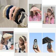 1PC Women's Foldable Wide Brim Sun Hat, UV Protection Beach Hat For Summer - Shell Cap [Black Vinyl] - View 7