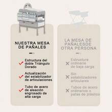 Contemporary Folding Baby Changing Table, Height Adjustable With Wheels - Grey - View 7