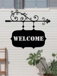 Artistic Font Metal WELCOME Welcome Sign Wall Hanging, Indoor/Outdoor Universal Iron Art Decorative Hanging Plaque, Home Living Room Kitchen Office Yard Garden Outdoor Wall Decor - Multicolor - View 7