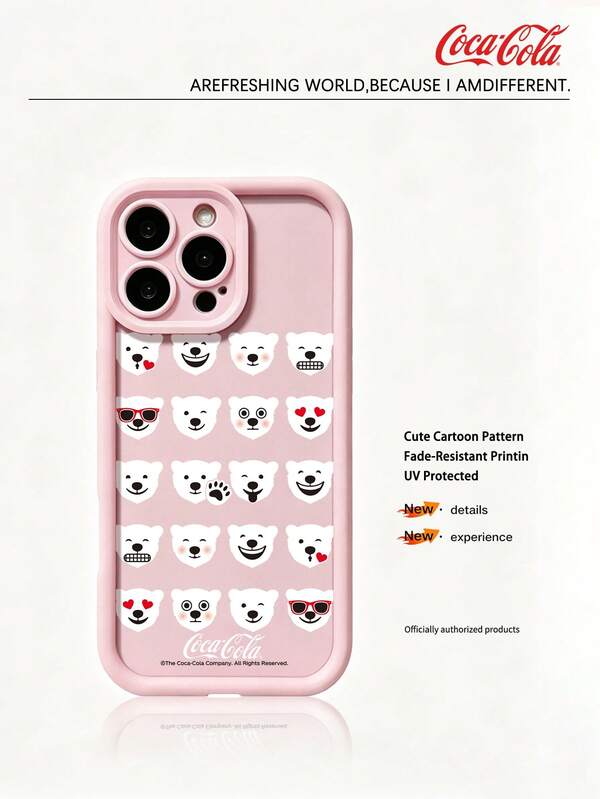Coca-Cola Pink Phone Case, Teddy Bear Phone Case, Full Of Vitality And Passion, Made Of Lightweight Materials With Scratch Resistant, Anti Drop, And Anti Slip Design, Designed In A Cartoon Anime Style To Protect Your Phone Case. Suitable Compatible With Apple 17 17Air 17Pro 17ProMax 11,12,13,15,16 Pro,16ProMax,14Plus,15Plus,16Plus,15Pro,16PLUS,XR. Suitable For Gifting To Friends And Family