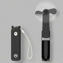 1 pieza Ventilador portátil recargable por USB mini con diseño de oso lindo, ventilador plegable de 2 aspas con viento fuerte para deportes al aire libre, viajes, oficina, estudio y uso diario - Multicolor - Ver 16