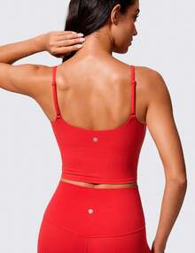 CRZ YOGA Butterlift Sujetador Deportivo de Cuello Redondo para Mujer - Tirantes Ajustables en La Espalda - Rojo Profundo - Ver 2