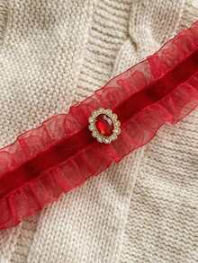 1pc Red Lace Trim Fashion Minimalist Bridal Thigh Chain - Red - View 2