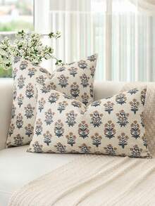 1 Stück quadratischer Kissenbezug mit doppelseitigem Blumenmuster in Braun, rustikaler Vintage-Kissenbezug, dekorativer Kissenbezug für Sofa, Heimsofa, Bett, Wohnzimmer, Kissenbezug-Dekoration, Studentenwohnheim-Schlafzimmer-Dekoration, Heimdekoration, Raumdekoration, Wohnzimmer-Dekoration - Graubraun - Übersicht 8