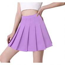 Hoerev - Falda Corta Plisada de Cintura Alta para Mujer y niña - Morado - Ver 7