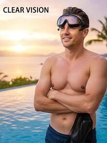 1pc Summer Adult Large Frame Waterproof Anti-Fog Swimming Goggles With Anti-Loss Earplugs, High Definition Swim Goggles Accessories (Random Swim Goggles Box Included) - Multicolor - View 4