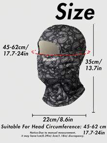 1/2/3/5pcs Classic Paisley All-Over Print Musion Logo Balaclava, Breathable Mesh Full Face Motorcycle Mask, Windproof Dustproof Helmet Liner Headwear, Suitable For Motorcycle Riding, Hip-Hop Street Style - Multicolor - View 7