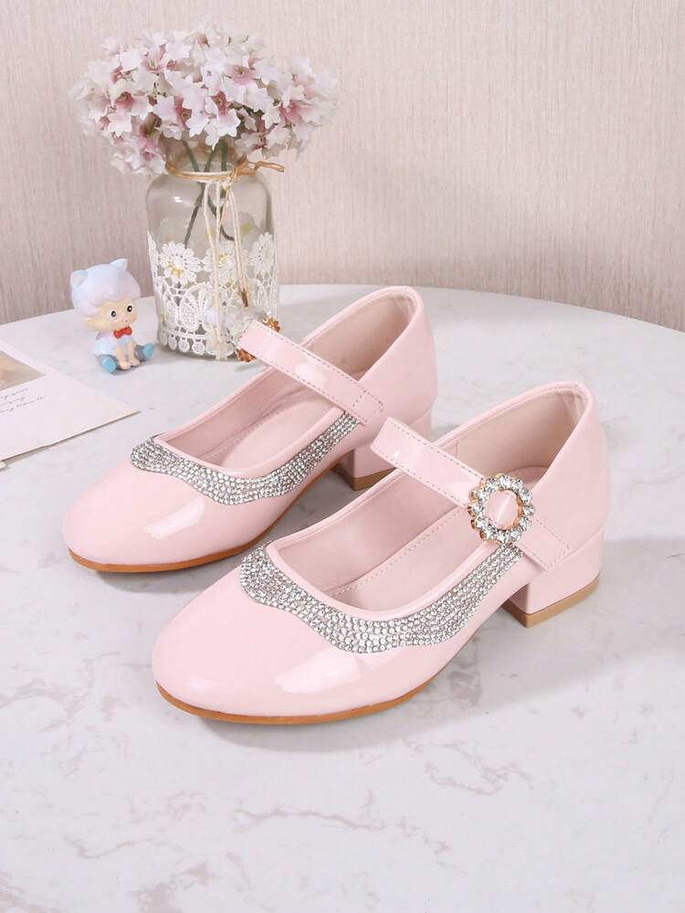 New Girls High Heel Shoes, Little Girls Crystal Piano Performance Dress Shoes, Children Princess Shoes For Catwalk Show - Pink - View 6