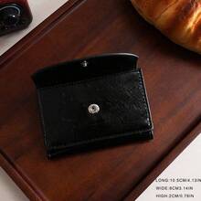 Black Japanese Style Coin Purse Wallet Women Mini Short Small Wallet - Black - View 2