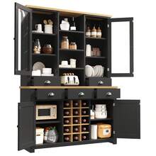 Multi-Purpose Highboard For Home With Tip-Over Protection, Stand Cabinet For Kitchen And Living - Black - View 4