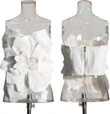 Tops de Tubo de Moda Para Mujer con Flores 3d Sexys Asimétricos Sin Tirantes Sin Mangas Ajustados Elegantes Estilo Bandeau Y2k - Negro - Ver 3