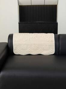一組3D壓花素色提花羊羔絨沙發靠墊，輕奢復古沙發墊套，四季通用沙發套，植物葉片幾何圖案，加厚防滑顆粒底，防貓抓寵物友善，耐磨耐用防刮防貓毛，可機洗，花卉波浪蕾絲，適用客廳、臥室、書房，1-4人座L型沙發 - 白色 - 查看 8