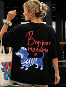 Women's Casual Summer T-Shirt 2026. New Women's T-Shirt With Round Neck And Dropped Shoulders, Oversized Style, Available In Multiple Colors And As A Summer Outfit For Women. - 黑色 - 查看 1