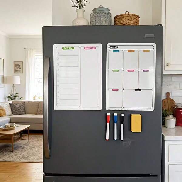 Magnetic Dry Erase Calendar Refrigerator Whiteboard Wall Erasable Magnetic Kitchen Monthly Family Planner Memo Menu To-Do List Notepad Shopping School Schedule Hanging Appointment Dinner Horizontal Activity Gym List, Back To School Supplies, School Supplies