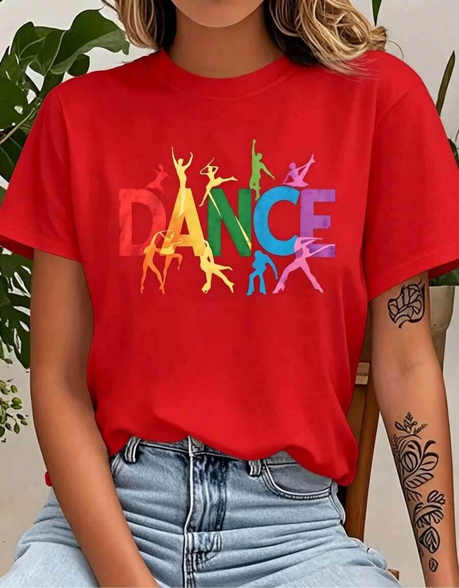 Pure Cotton Summer Sets For Women, Pure Cotton Casual T-Shirt, Breathable Outdoor Vacation Clothes, Women's Gym Sportswear - 紅色 - 查看 1