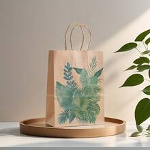 2件/6件/20件 4款熱帶棕櫚葉牛皮紙禮品袋，印花禮品包裝手提袋，適用於生日、婚禮、新娘派對、夏威夷主題派對，可裝糖果、派對小禮物 - J-多色 - 查看 5