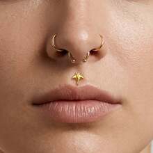 1PC ASTM F136 Titanium Manta Ray Flat Back Stud Push-In Internal Thread Labret Piercing Ear Cartilage Helix Jewelry - Threadless - View 2