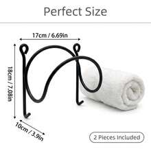 2 Towel Racks - Wall-Mounted Shelf With Hooks - Easy To Install, Space-Saving Design, Suitable For Elegant Bathroom And Kitchen Decor Multifunctional Storage | Smooth Metal Surface | Sturdy Structure, Bathroom Organization And Storage - 6pcs - [2 Shelves + 4 Hooks] - View 9