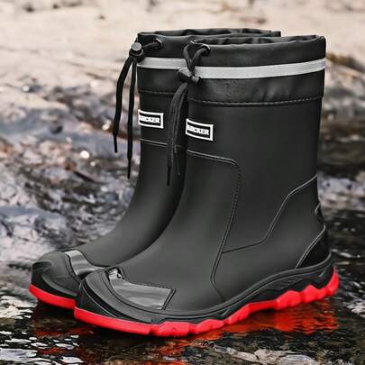Waterproof Unisex Hiking Rain Boots, Anti-Slip Mid-Calf Outdoor Shoes, Comfortable Rainforest Work Footwear