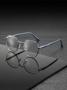 1 Paar Herren-Brille mit Metallrahmen, rund, akademischer Stil, minimalistisch, bequem, neutral, intellektuelle Modebrille, geeignet für Debattierwettbewerbe, Lesekreise und Studentenorganisationen - Transparent - Übersicht 16