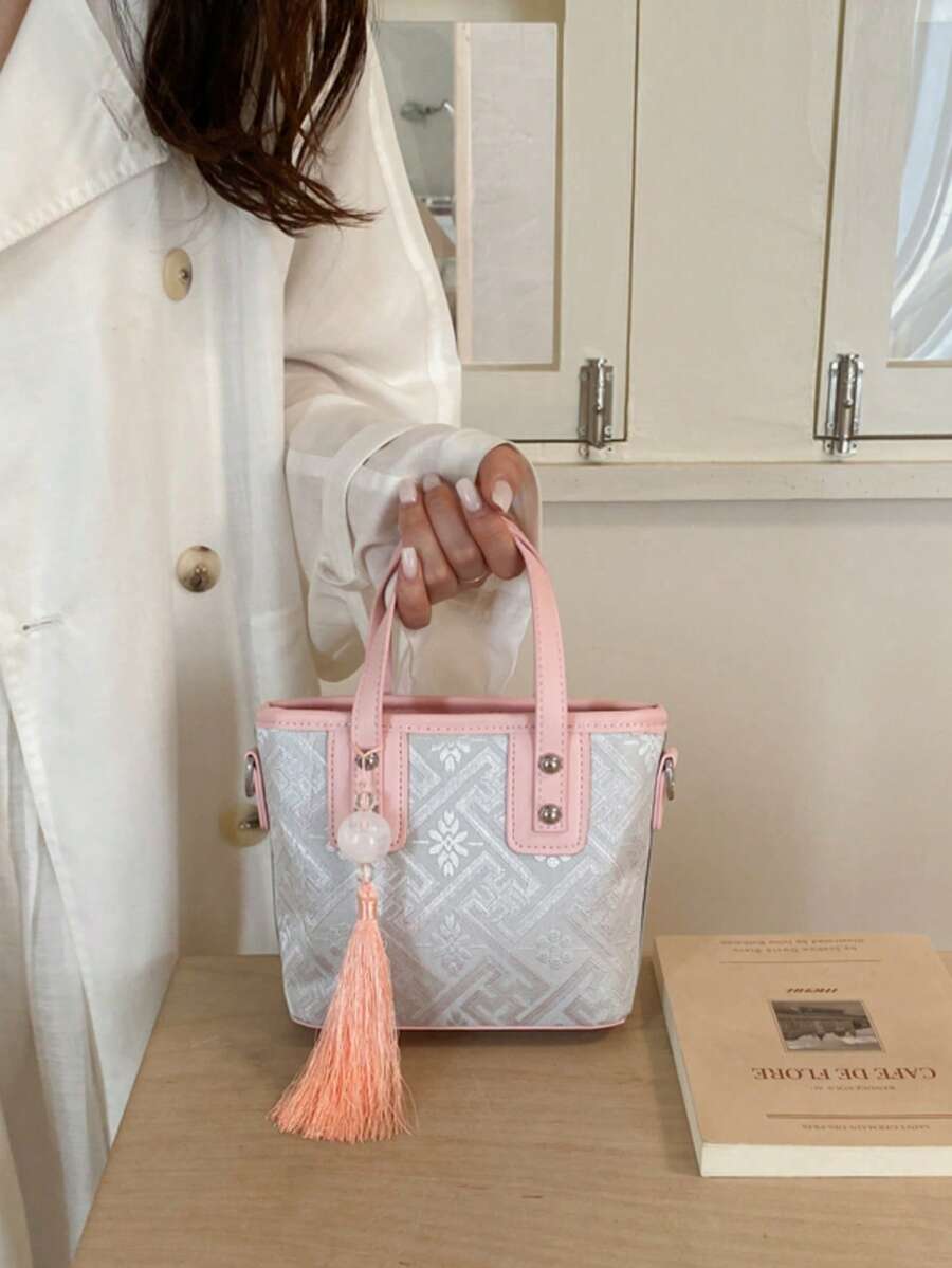 Bolso cubo mini de cuero sintético de unicolor, bolso versátil casual & bolso bandolera