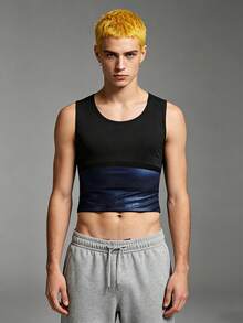 1pc Men's Sports Waist Trimmer Vest, Body Shaping Sweat Waist Cincher, European And American Style Sauna Sweat-Inducing Fitness Compression Abdominal Binder - Multicolor - View 6