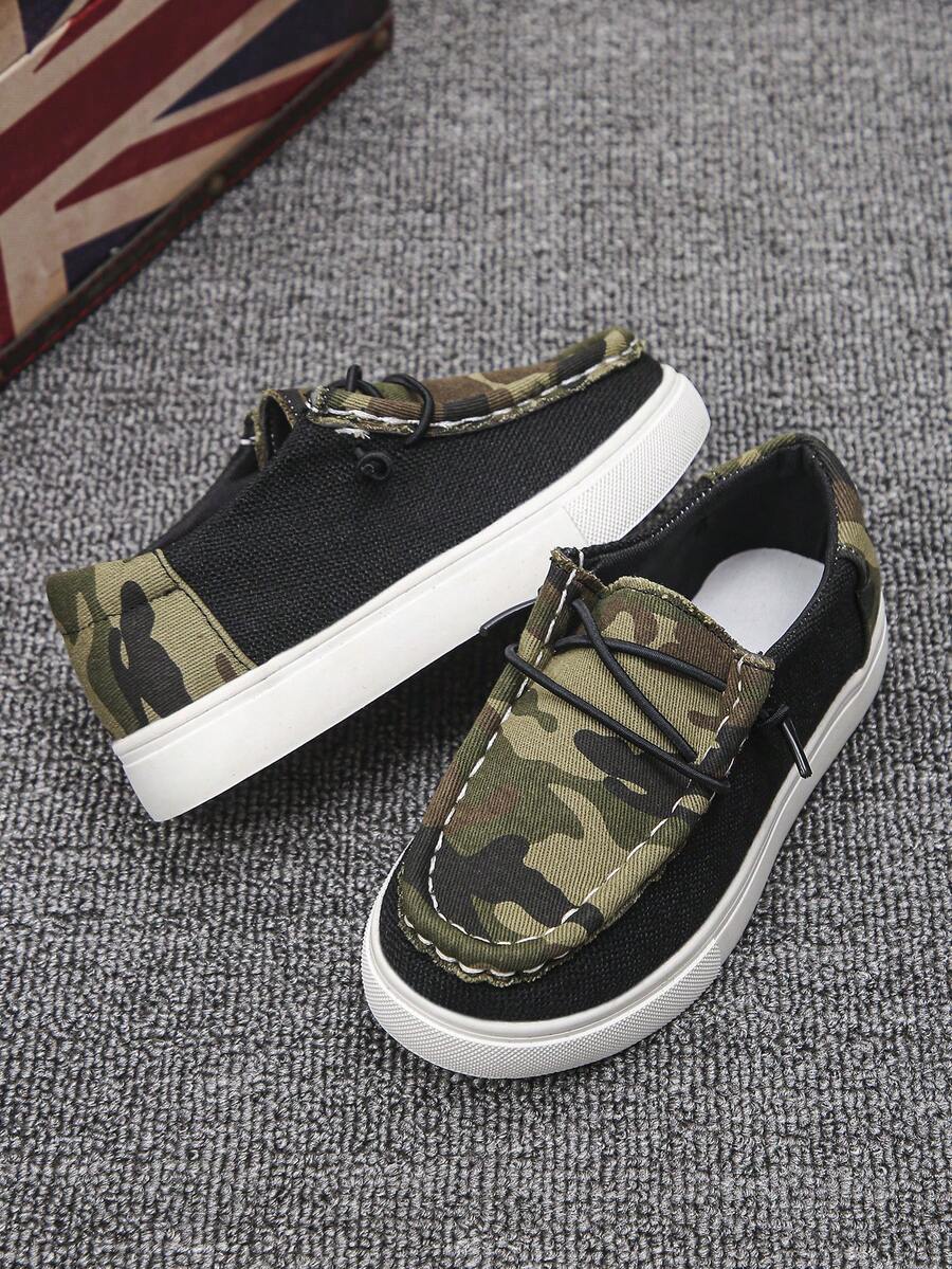 1 Pair All-Season Campus Slip-On Kids' Camouflage Patchwork Breathable ...