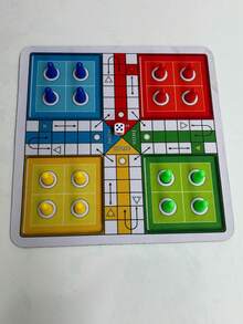 LUDO 經典骰子遊戲，適合 2-4 人旅行使用，互動式桌上遊戲，完美適合家庭聖誕節、萬聖節遊戲之夜 - 彩色 - 查看 5