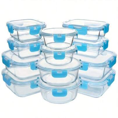 12 Pack Glass Storage Containers With Airtight Lids, Leak-Proof Meal Prep Containers, Dishwasher Freezer Microwave , Glass Bento Box For Adults, Glass Food Storage Containers For Leftovers