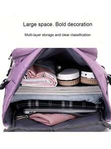 Large Capacity One Shoulder Minimalist Waterproof Double Backpack - Pink - View 7