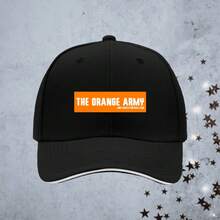 1pc Unisex Fishing Sandwich Baseball Cap - Orange Bumper, Adjustable Trucker Hat With Bold Orange & White Print, Lightweight Polyester Outdoor Sports, Hiking, Beach Parties &, Casual Headwear, Sporty Design, Durable Headge - Black - View 3
