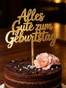 3件組金色鏡面壓克力 Alles Gute Zum 蛋糕插牌，自由流暢德文草寫字母附插棒，蛋糕頂部裝飾，德式生日派對、歐洲生日慶祝蛋糕裝飾用品 - C - 查看 2