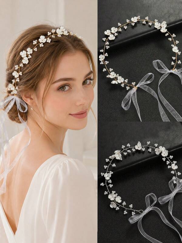 1 pieza Accesorio para el cabello de mujer con flor de resina acrílica, hojas de ciruelo y strass, adecuado para uso diario, baile de graduación, fiesta nocturna, cosplay de princesa