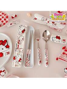 SANRIO (授權) 3件組不鏽鋼旅行餐具套組－便攜耐用防鏽設計，適合學校、辦公室與戶外使用 - 彩色 - 查看 8