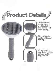 Pet Self-Cleaning Slicker Brush, One-Click Hair Removal Comb, Stainless Steel Ball-Tip Grooming Brush, Non-Slip Handle, Dog And Cat Deshedding Tool - Multicolor - View 6