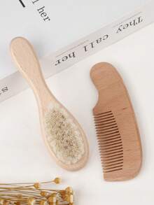 1/2 Pieces Hair Brush And Comb Set, Soft Goat Hair Bristle Wooden Hair Brush, Smooth Wood Comb, Portable Hair Grooming Styling Kit For Home Travel Daily Use - Multicolor - View 7