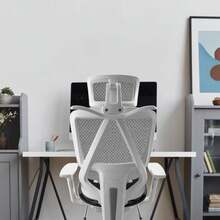 AOKU Silla de Oficina Premium, Silla de Escritorio con Respaldo Alto, Ergonómica con Soporte Lumbar Ajustable. Giratoria. Reposa Brazos. Reposa Pies - Blanco  Negro - Ver 3
