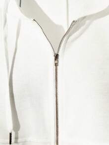 Sudadera casual de mujer de unicolor con cremallera frontal y cordón ajustable - Café integral - Ver 6