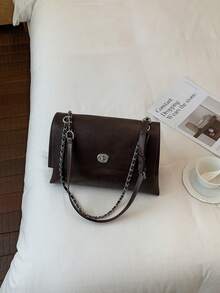 Premium Oil Wax Leather Chain Bag 2026 Spring New Vintage Distressed Texture Metal Lock Shoulder Crossbody Bag - Coffee - View 7
