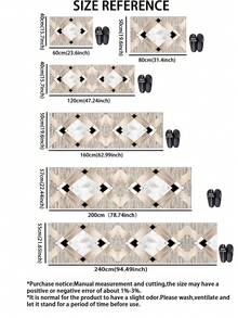 1pc Luxury Milk Tea Color Geometric Rhombus Diatom Mud Kitchen Mat, Sponge Absorbent Layer, Rubber Anti-Slip Bottom 3.5mm Trimmable, Kitchen Bathroom Entryway Living Room Multi-Scene Universal Rug - Multicolor - View 3