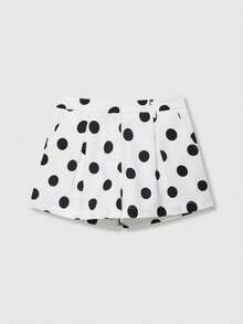 High Waist Polka Dot Print Pleated Casual Shorts Summer White - White - View 1