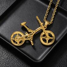 Stainless Steel Personalized Hip-Hop Style 18K Gold-Plated Bicycle Necklace Pendant Suitable For Men Women Daily Wear Street Couple Jewelry - Gold - View 1