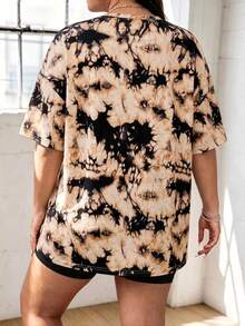 Speed mate 大尺碼女款 T-shirt，閃電印花，可愛休閒寬鬆運動健身、週末與日常穿著短袖夏季上衣 - 橘色 - 查看 5