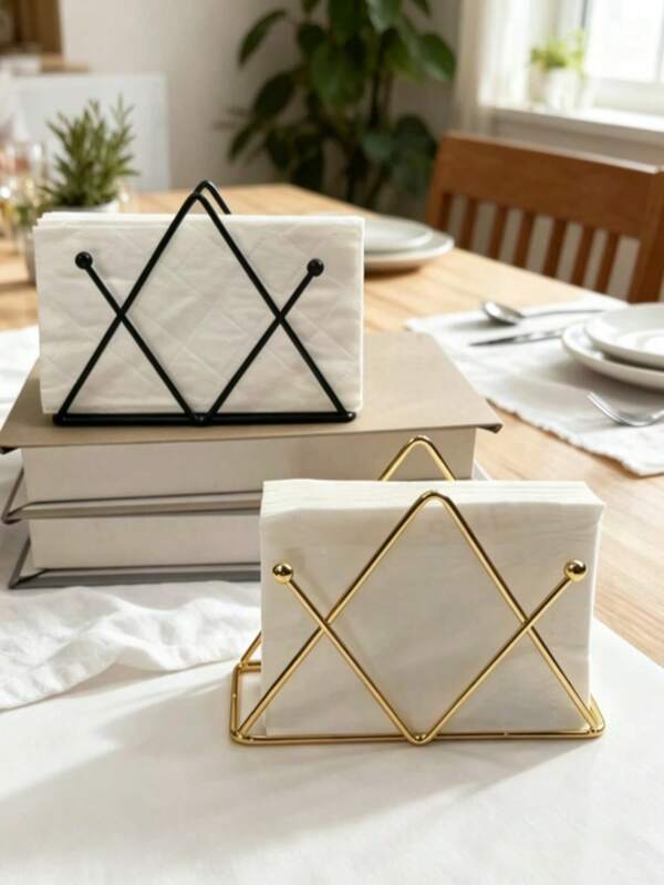 1pc Triangle Desktop Napkin Holder, Elegant European Style Napkin Rack, Can Hold Napkins And Coffee Filters, Home Cafe Restaurant Decor Storage, Christmas Halloween Tabletop Accessory