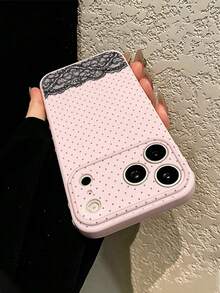 1pc New Fashion Lace Patchwork Polka Dot Pattern Side 3D Heart Phone Case Compatible With Apple/ Phones Apple 17/17Pro/17ProMax/16/16Pro/16ProMax/16Plus/15/15Plus/15Pro/15ProMax/14/14Plus/14Pro/14ProMax/13/13Pro/13ProMax/12/12Pro/12ProMax/11/11ProMax/XR/XSMAX/7G/8plus/Galaxy S26/S26 Ultra/S26 Plus/S25/S25 FE/S24/S23/S22/A05/A10S/A12/A13/A16/A15/A35/A36/A20/A50/A55/A56/Anti-Drop Anti-Collision Protective Cover - Multicolor - View 4