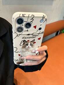 1件客製化寵物肖像與姓名側心3D設計大窗全覆蓋手機殼，相容 iPhone 17ProMax/17Air/16Pro/15/14ProPlus/13/12/11/XS Max/8/7 及 Galaxy S26ULTRA/S25Plus/S24/S23FE/S22/A03S/A05/A10S/A12/A13/A14/A15/A35/A36/A20/A50/A55/A56/M05，精美奢華吸睛全覆蓋鏡頭防摔保護殼手機配件 - 白色 - 查看 5