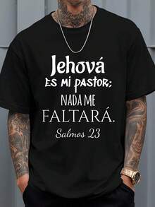 Camisetas Cristianas de Jehová "Es Mi Pastor" con Estampado T T, Camiseta T T para Hombre, Tamaños Grandes, Camiseta Ligera de Verano, Corte Regular, Casual, Transpirable, Esencial para el U - Negro - Ver 1