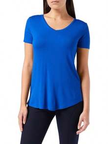 Essentials Túnica de Manga Corta con Cuello en V, Disponible en Paquetes de 2 Camisa Tipo túnica para Mujer - Azul marino - Ver 15